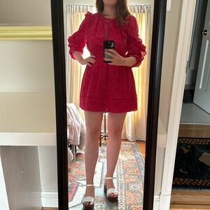 Hot pink eyelit dress from Revolve